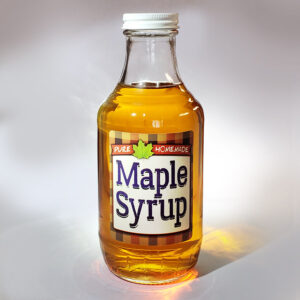 Homemade Maple Syrup Label Shown on a 16 oz Bottle