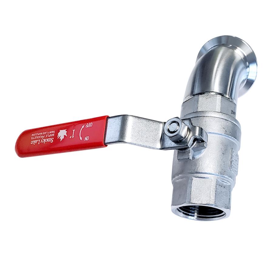 Angled Sanitary Valve (1" Ball Valve + 1.5" Sanitary Connection