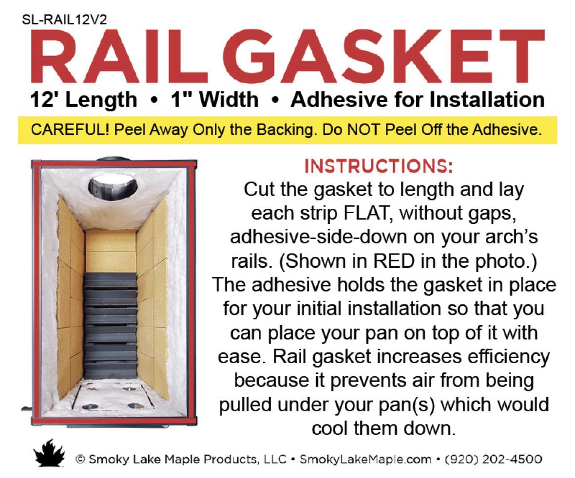 Rail Gasket w/Adhesive, 12' Length, 1" Width Smoky Lake Maple